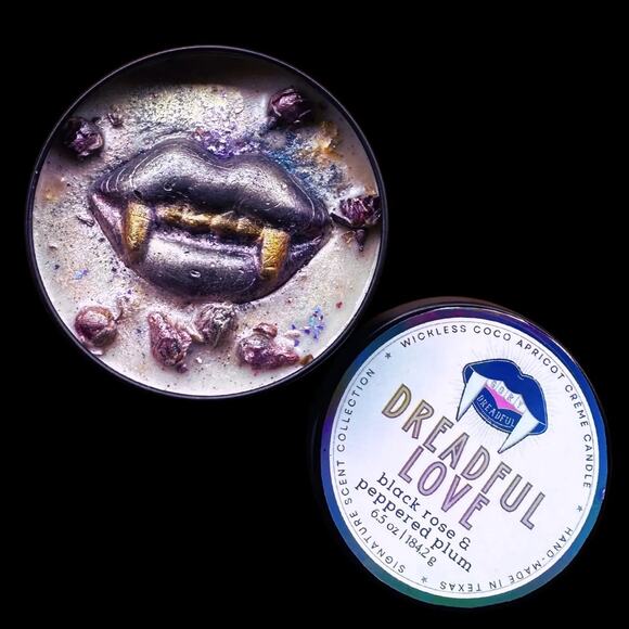 Dreadful Love Signature Luxury Wickless Candle: Black Rose & Peppered Plum - Picture 1 of 6